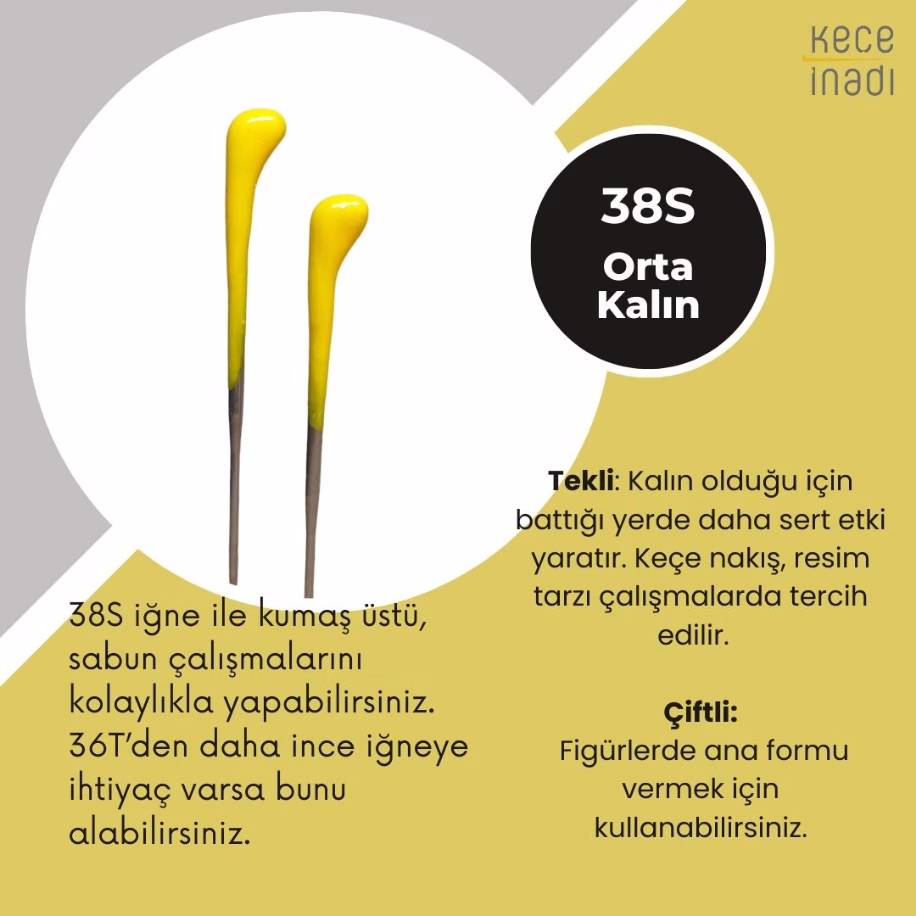 38S Keçe İğnesi - Orta Kalınlık (1 adet) 38S Keçe İğnesi - Orta Kalınlık (1 adet)