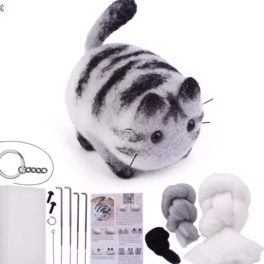 Mini Kedi Keçe Hobi Kiti - gri